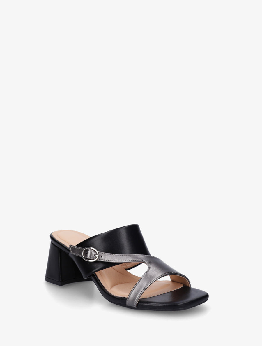 Sandales unies à bride asymétrique - Noir - 2