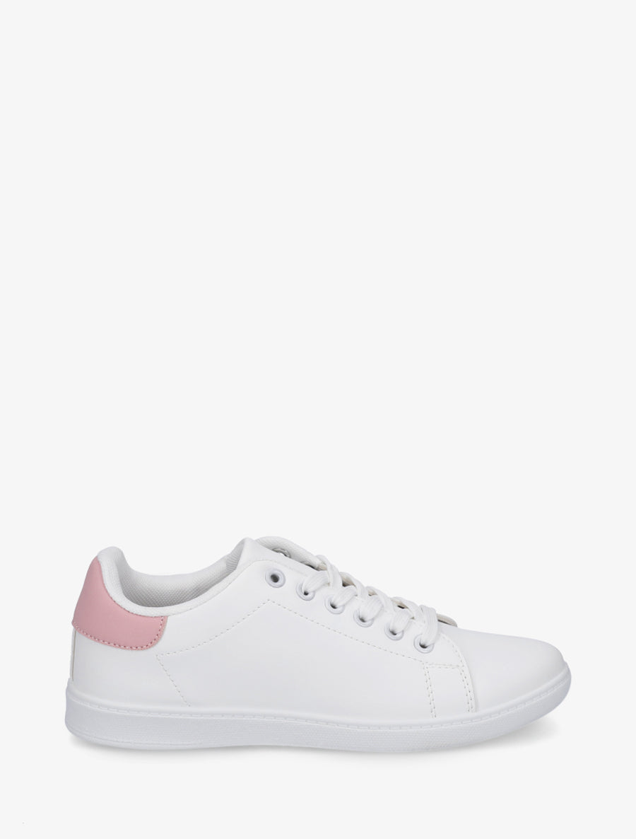 Sneakers basiques en simili - Rose - 1