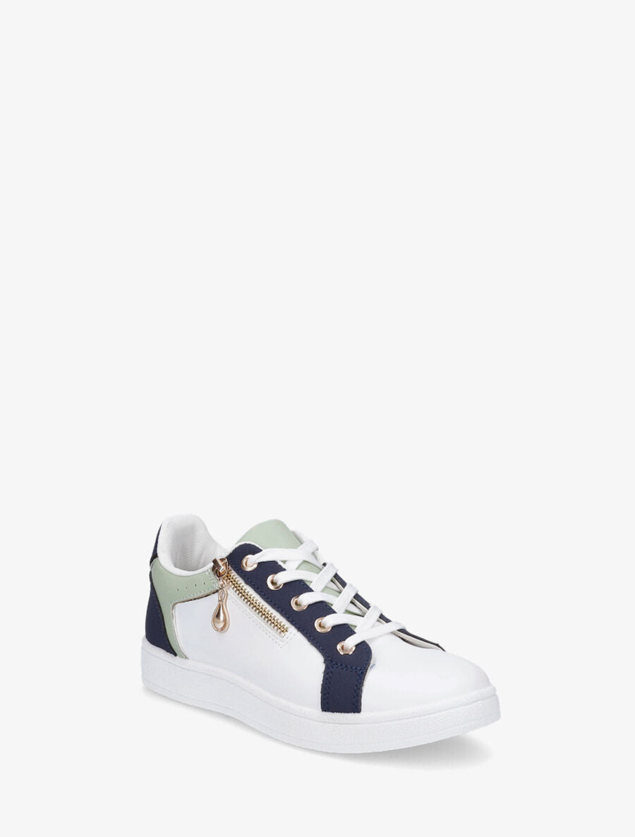 Sneakers plates à zip décoratif - Vert d&