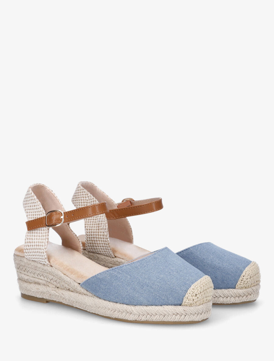 Espadrilles compensées en toile - Bleu denim - 5