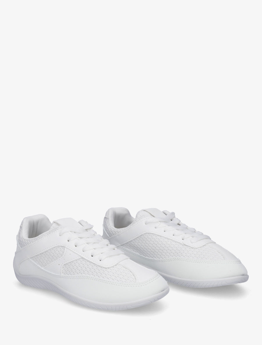 Sneakers en simili et toile - Blanc - 4