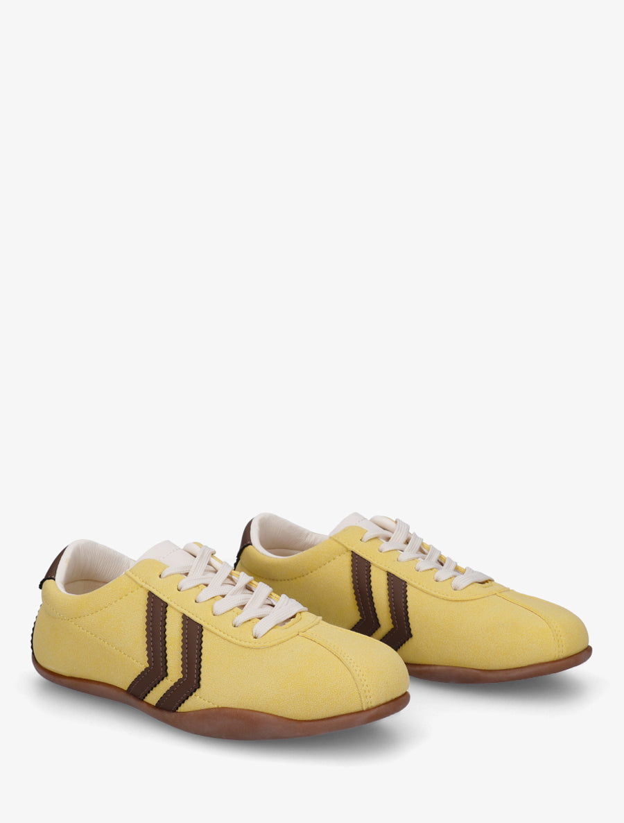 Baskets en suédine à bandes contrastantes - Jaune - 4