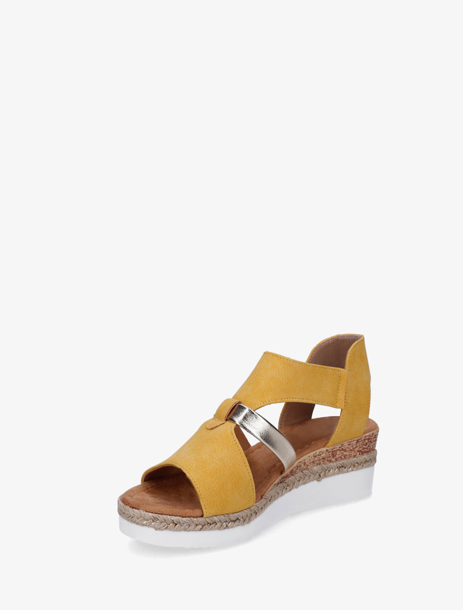 Sandales à scratch et talon compensé - Jaune - 3