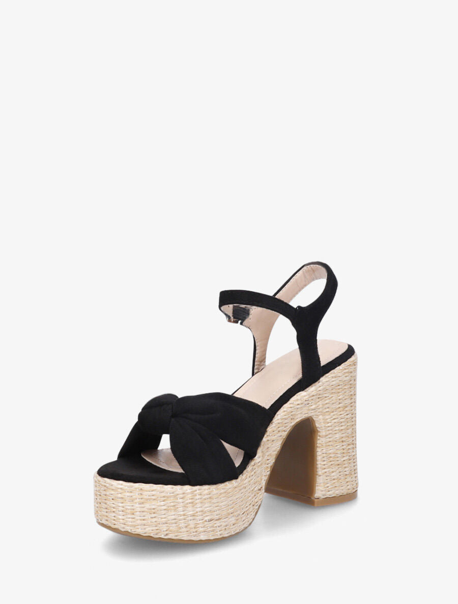 Sandales à plateforme brides croisées en suédine - Noir - 3