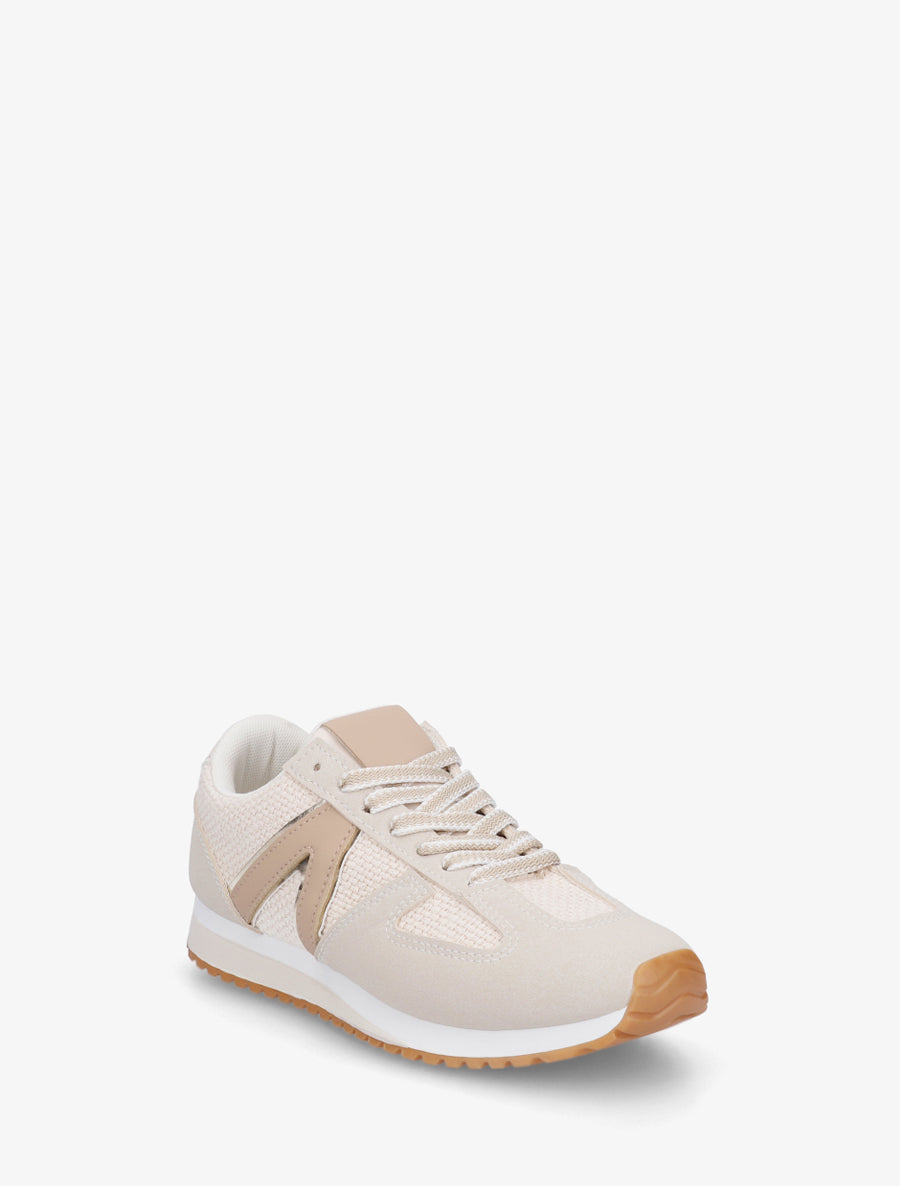 Baskets en toile tissée et simili - Beige - 2