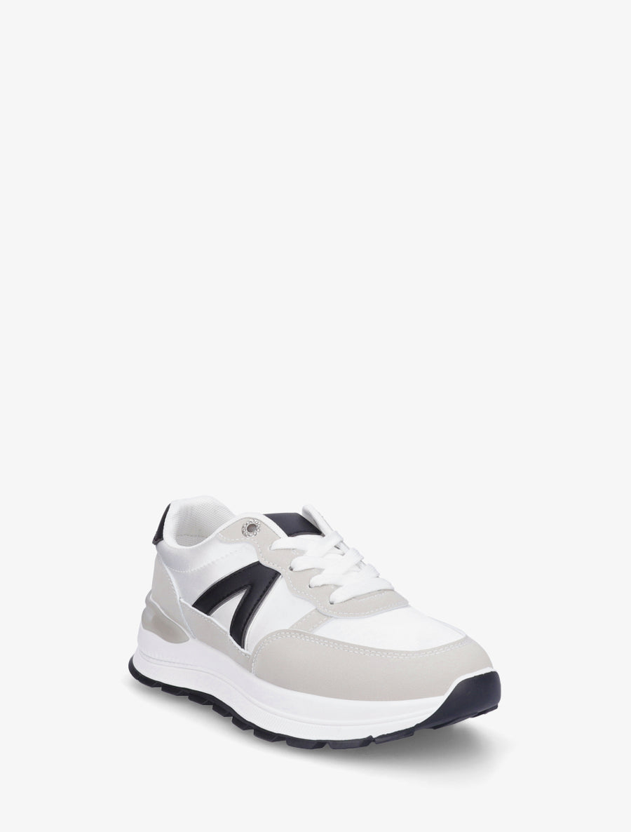 Baskets en simili et bandes contrastantes - Gris clair - 2