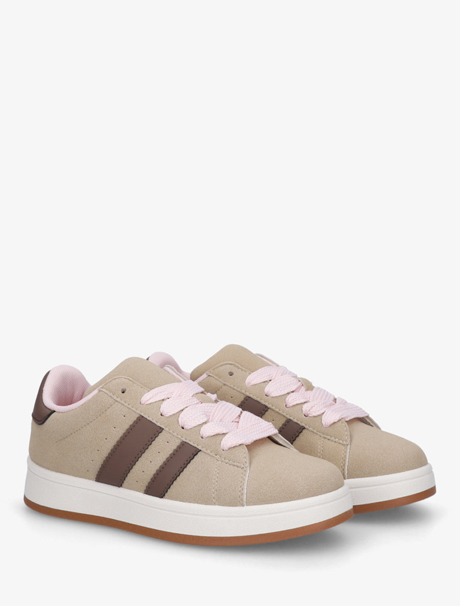 Sneakers plates à bandes contrastantes - Taupe - 4