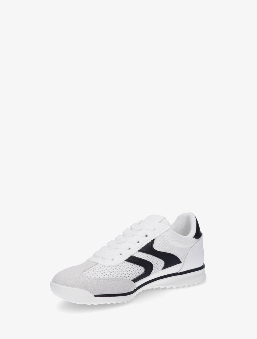 Baskets bimatière à empiècements zig-zag - Blanc - 3