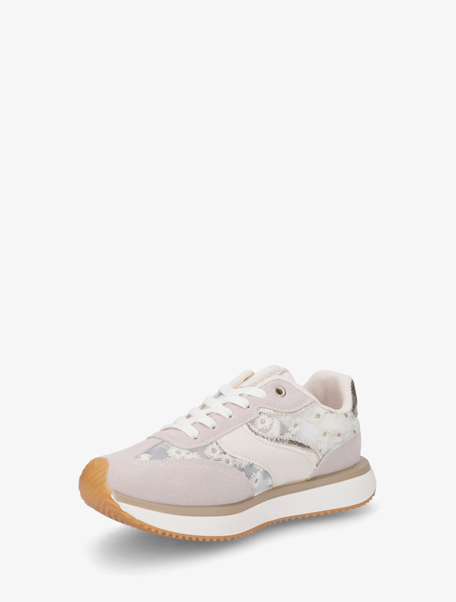 Sneakers en simili à motif pâquerettes - Or - 3