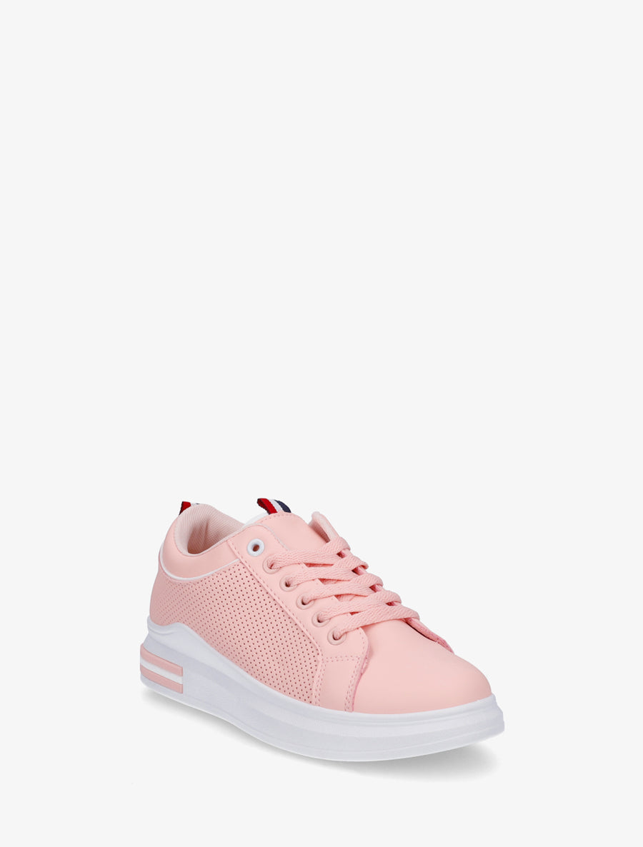 Sneakers piquetés en simili - Rose - 2