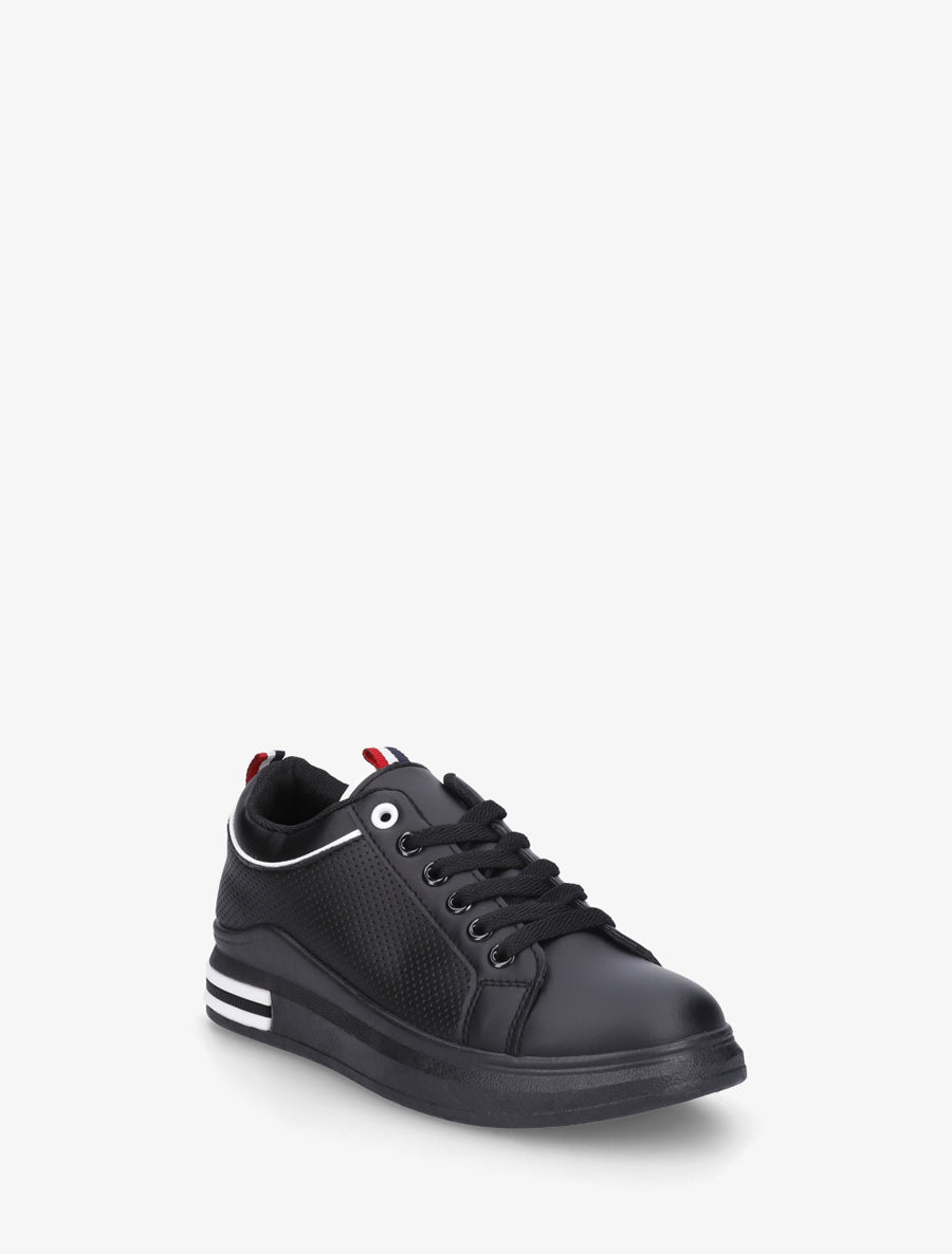 Sneakers piquetés en simili - Noir - 2