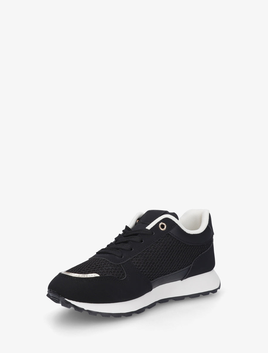 Baskets en simili et tissu irisé à zip - Noir - 3