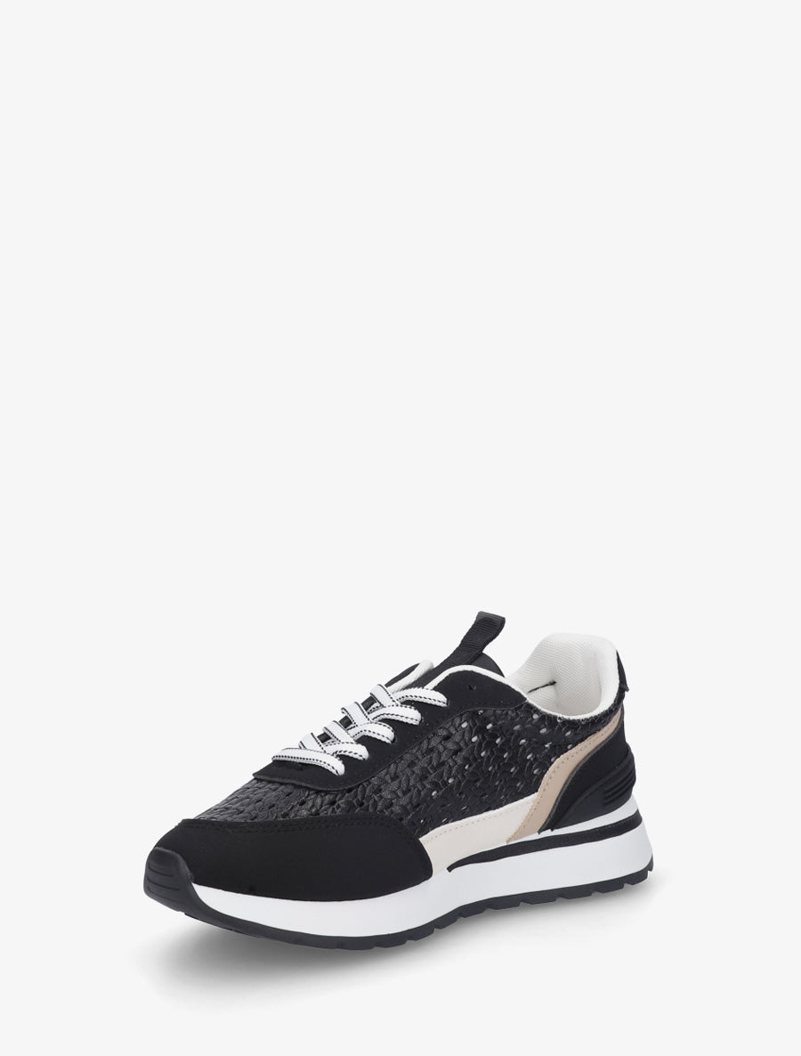 Sneakers à empiècement effet macramé - Noir - 3