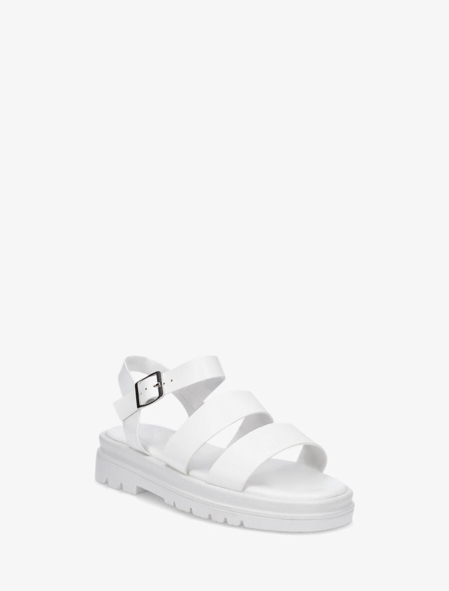 Sandales plates double brides en simili - Blanc - 2