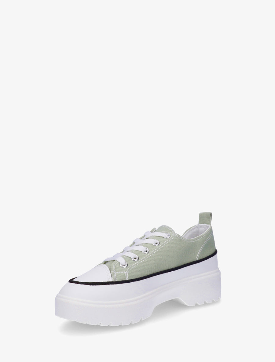 Baskets en toile à semelle plateforme - Vert amande - 3
