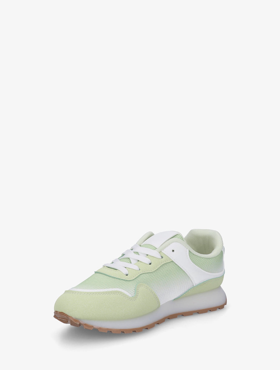 Sneakers bi-matière à semelle épaisse - Vert - 3