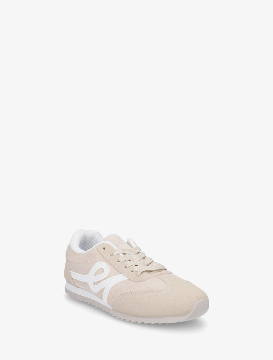 Sneakers en suédine à empiècement effet nubuck - Beige - 2