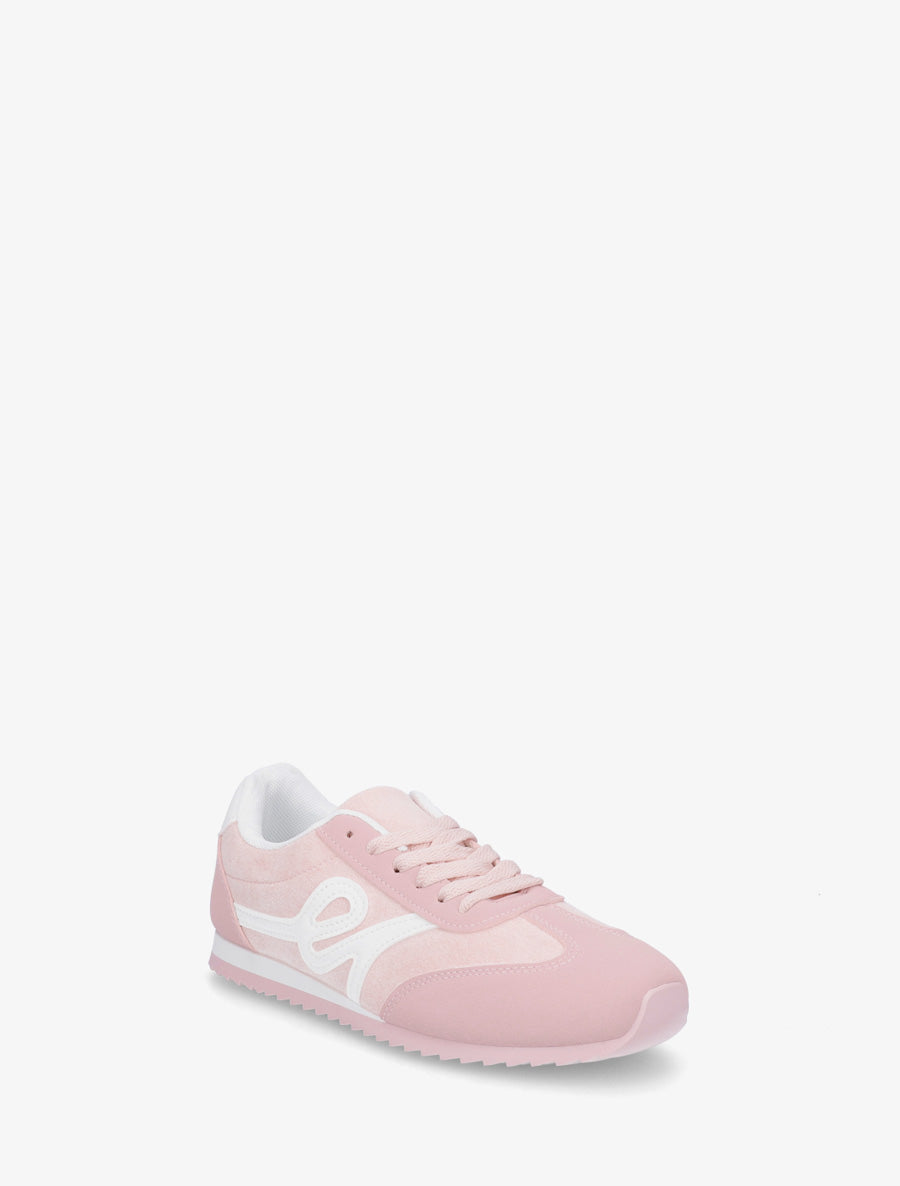 Sneakers en suédine à empiècement effet nubuck - Rose - 2
