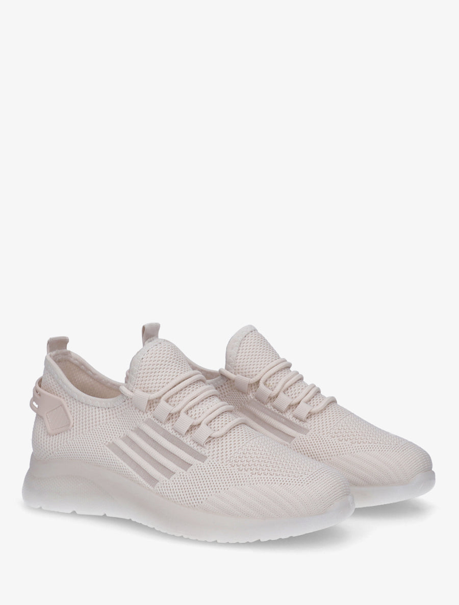 Baskets en tissu style running - Beige - 4