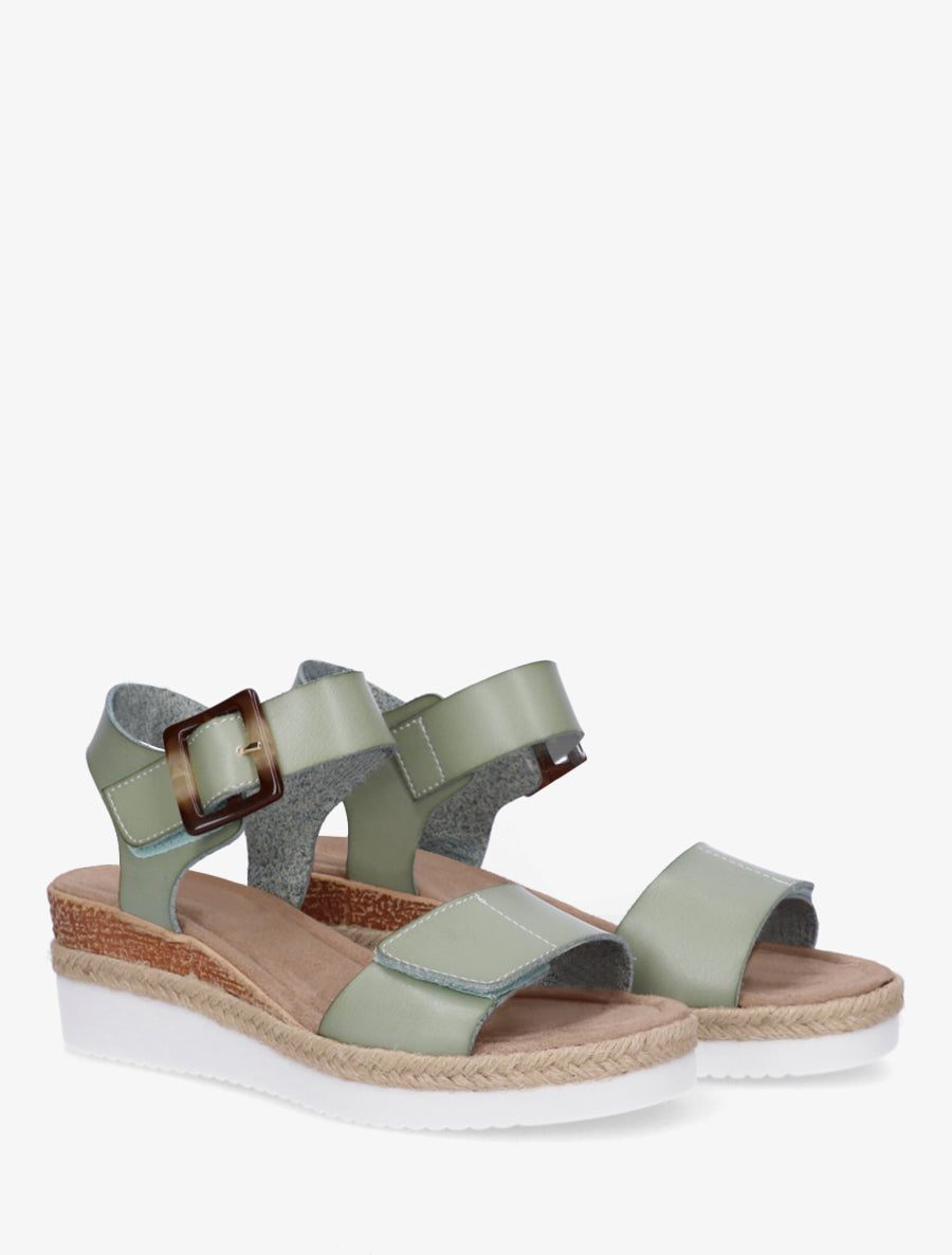 Sandales à scratch en simili - Vert d&