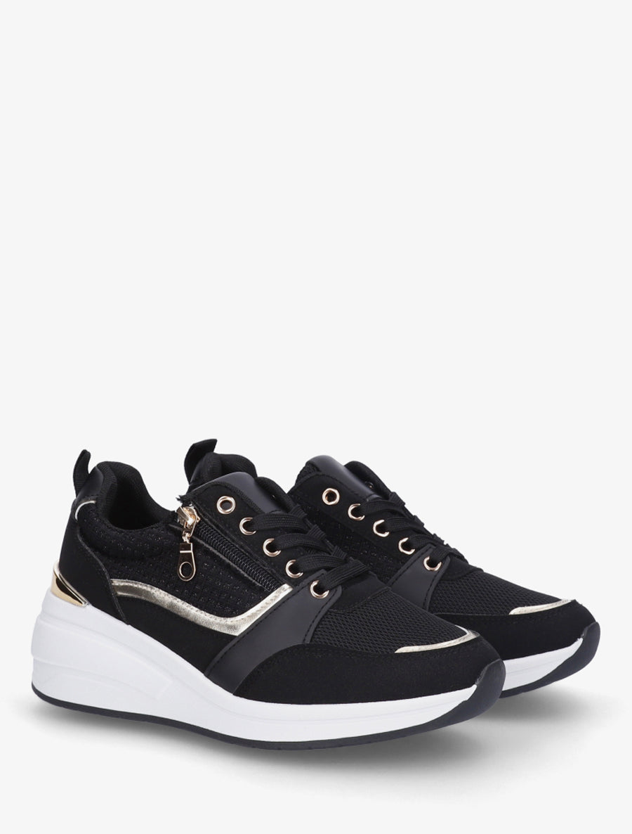 Baskets compensées à zip - Noir - 4