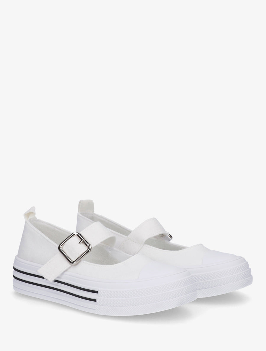 Ballerines style baskets à scratch - Blanc - 4