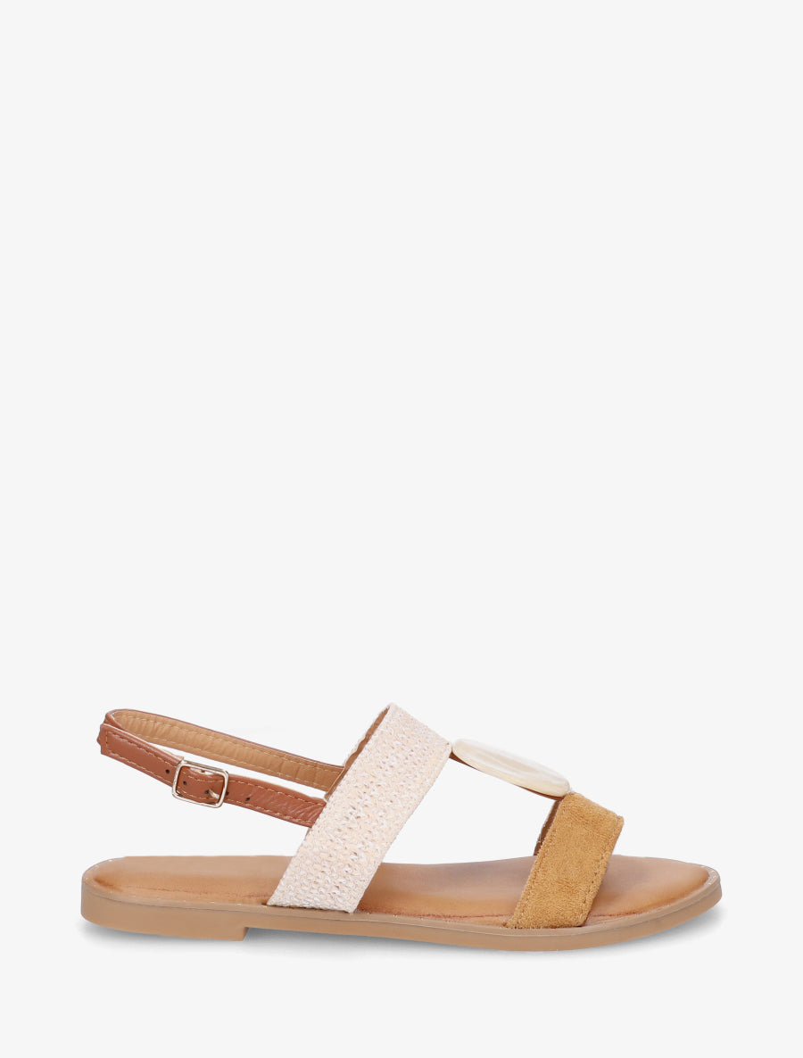Nu-pieds à bijou rond - Camel - 1