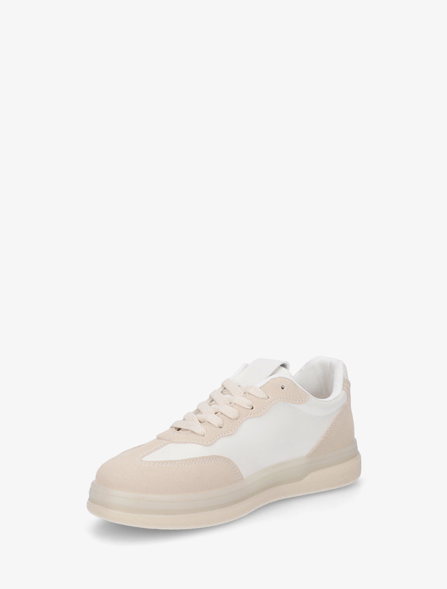 Tennis en simili à empiècement graphique - Beige - 3