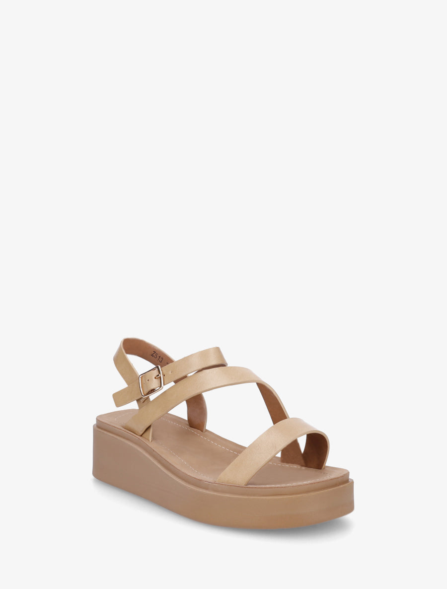 Sandales multi-bride en simili - Beige - 2