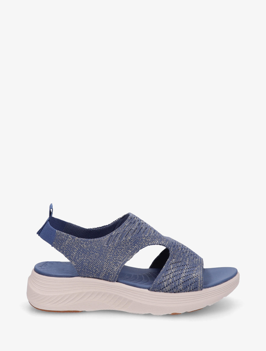 Sandales élastiquées en tissu irisé - Bleu foncé - 1