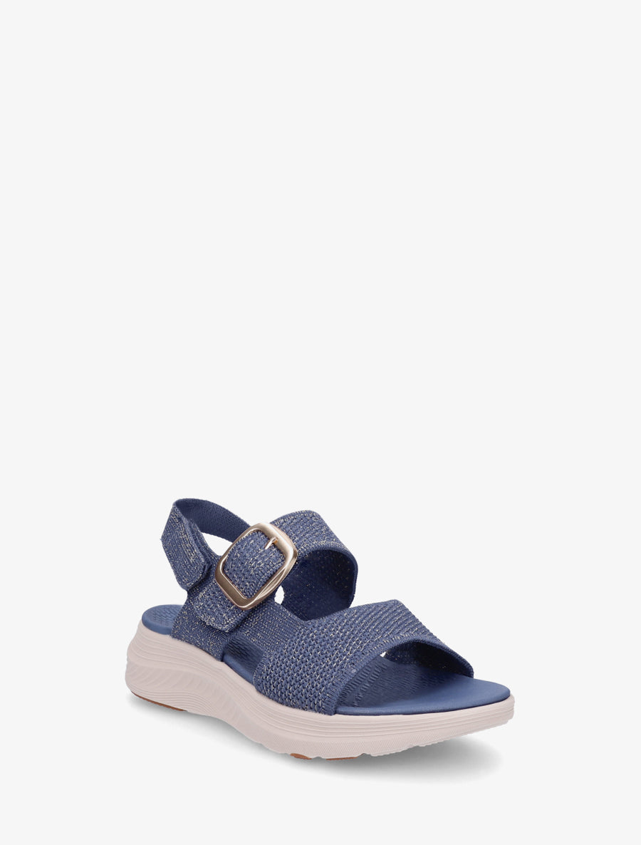 Sandales en tissu irisé à boucle et scratch - Bleu foncé - 2