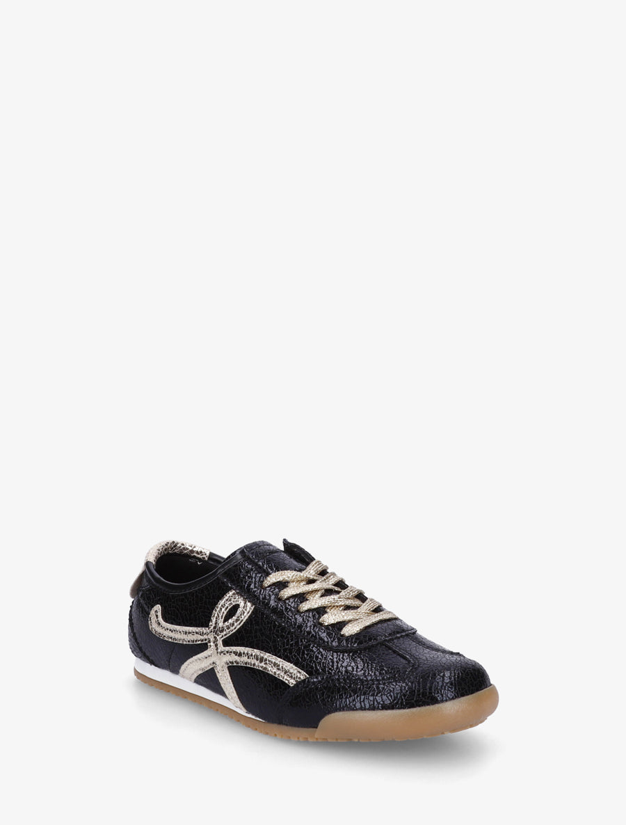 Baskets en simili à empiècement graphique - Noir - 2
