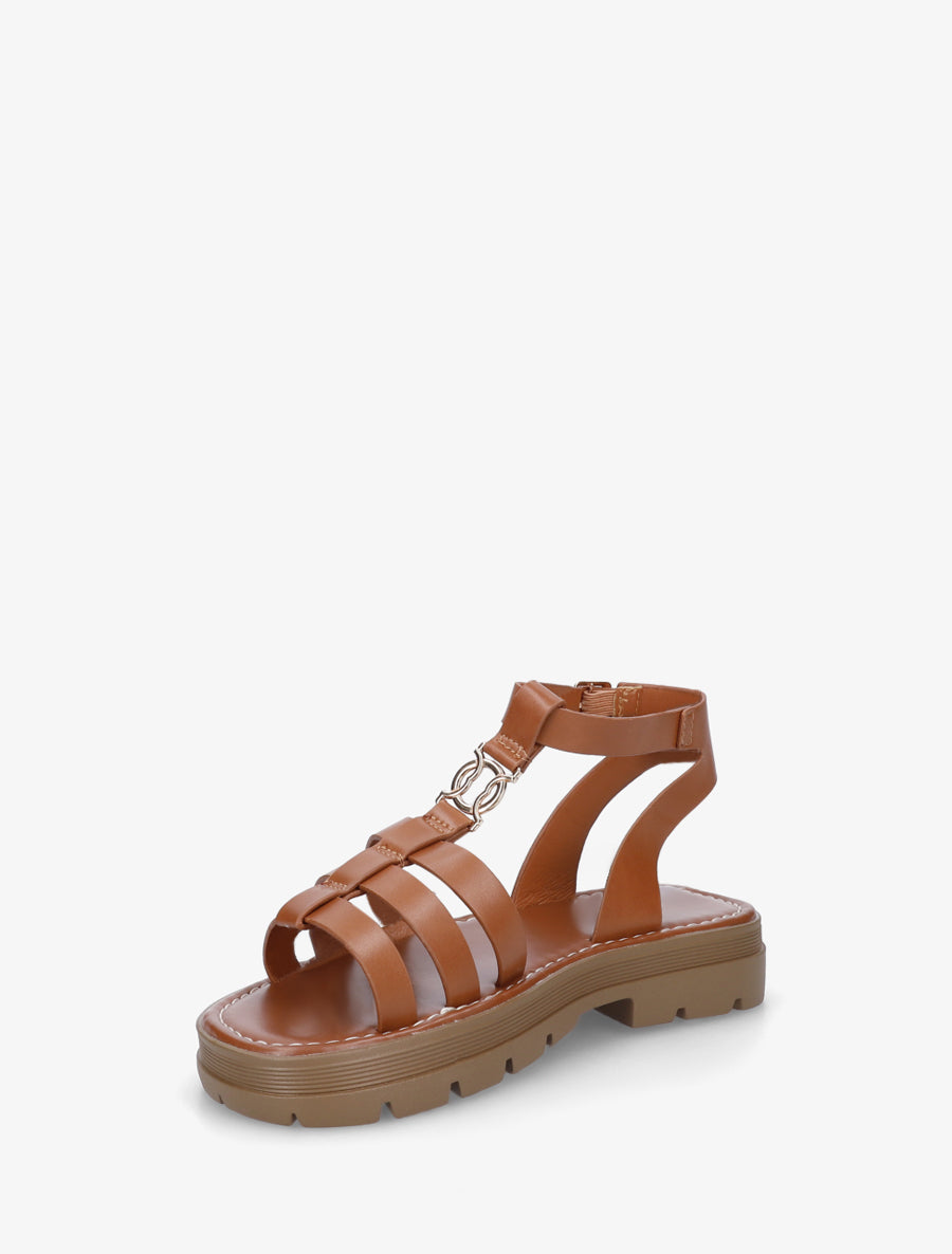 Sandales plates style spartiate - Camel - 3