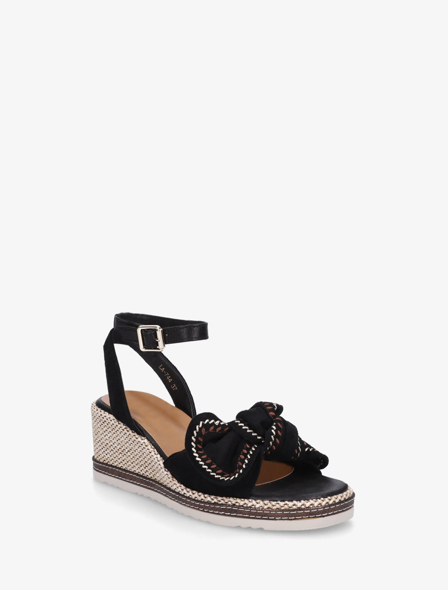 Sandales compensées à noeud - Noir - 2