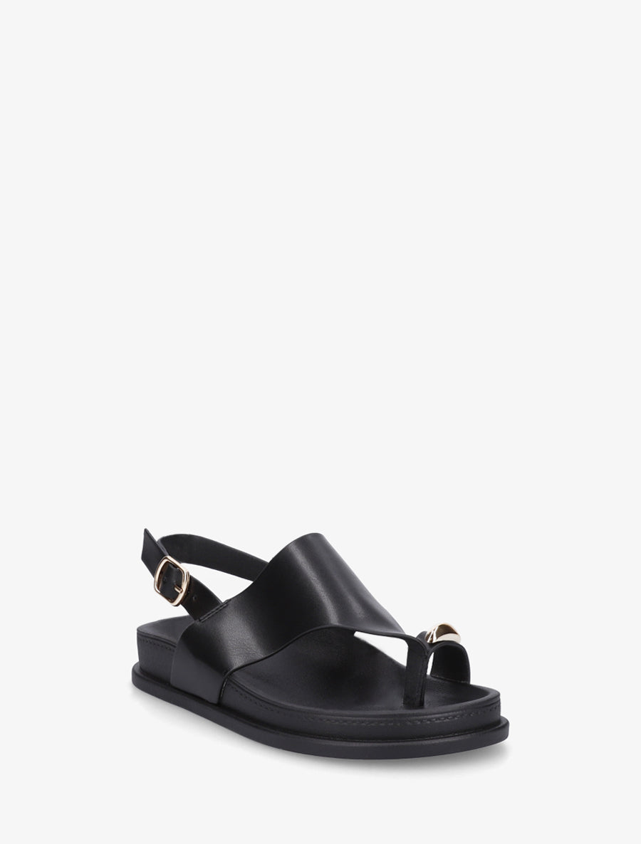 Nu-pieds en simili à empiècement métal - Noir - 2