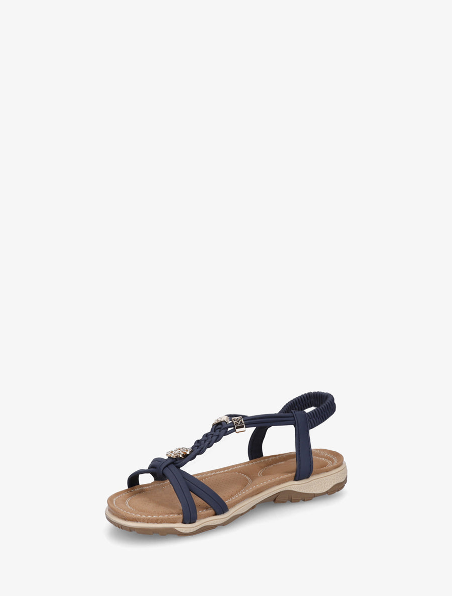 Nu-pieds à empiècement trèfle strassé - Marine - 3