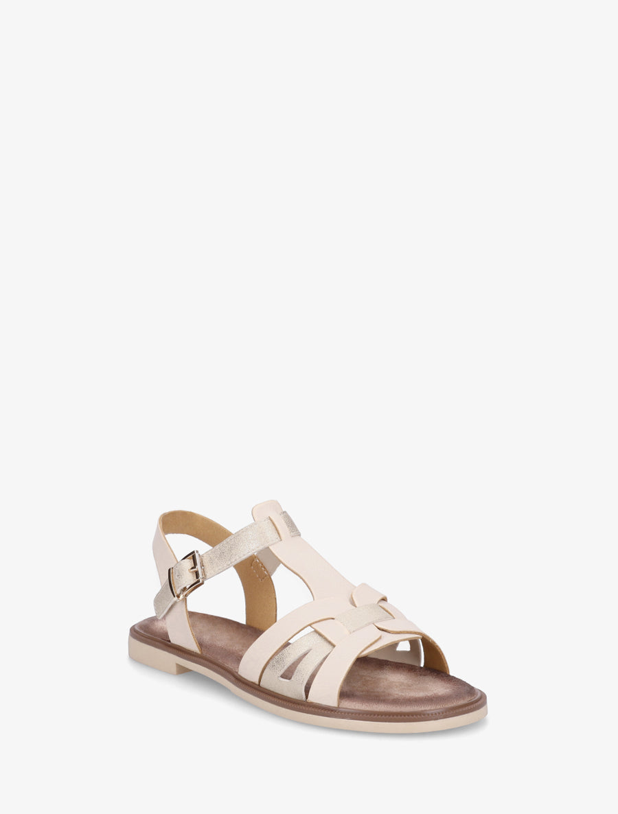 Sandales en simili effet entrelassé - Beige - 2