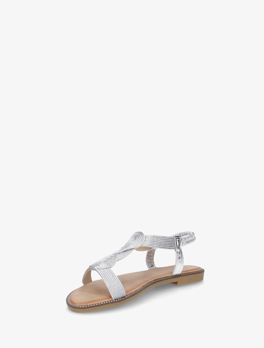 Nu-pieds tressés à cheville élastiquée - Argent - 3