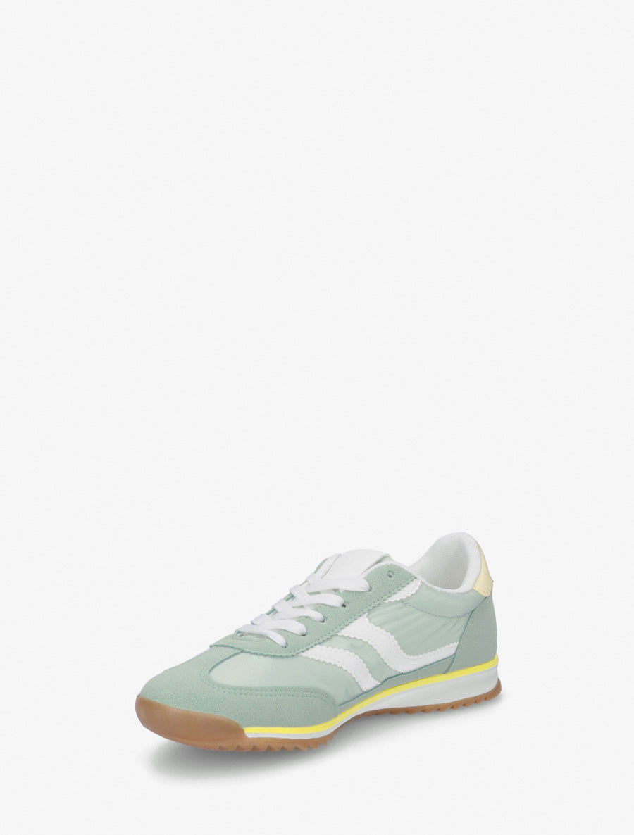 Klassieke sneakers met gekartelde strepen - Amandelgroen