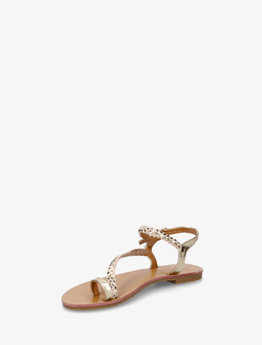 Nu-pieds tressés et irisés à entredoigt - Or - 3