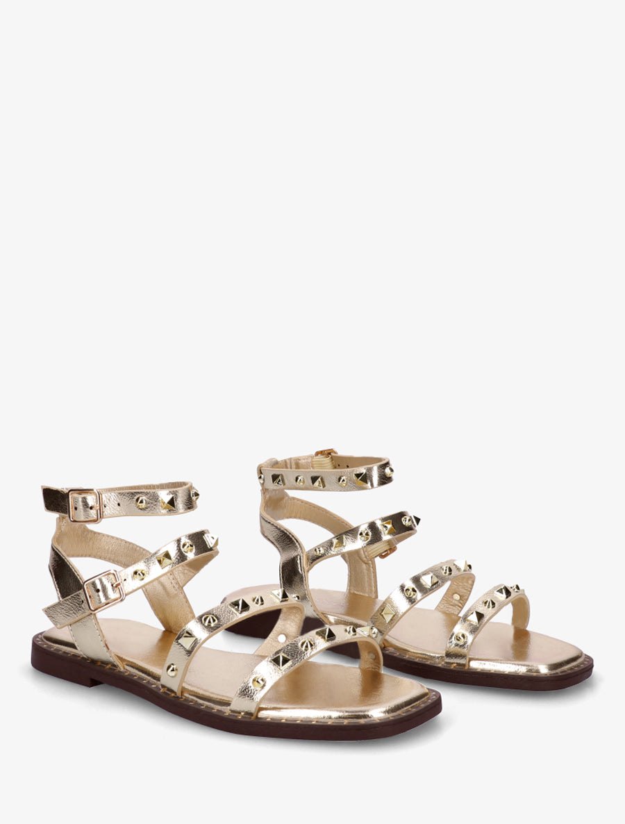Nu-pieds à multibrides cloutées - Or - 4