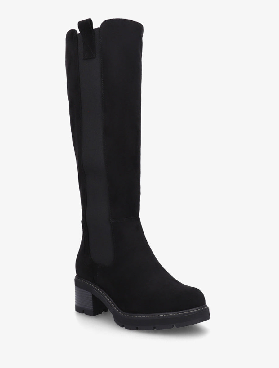 Bottes élastiquées en suédine à bout rond - Noir - 2