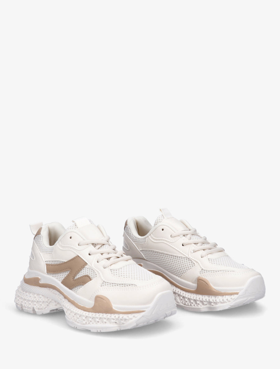 Baskets unies à semelle texturée - Beige - 4