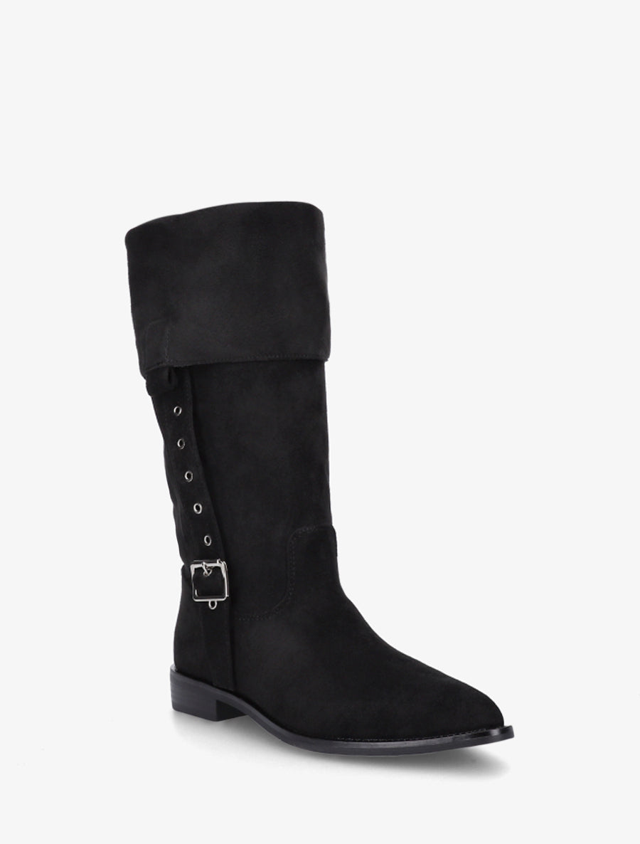Bottines montantes en suédine à bouts pointus - Noir - 2