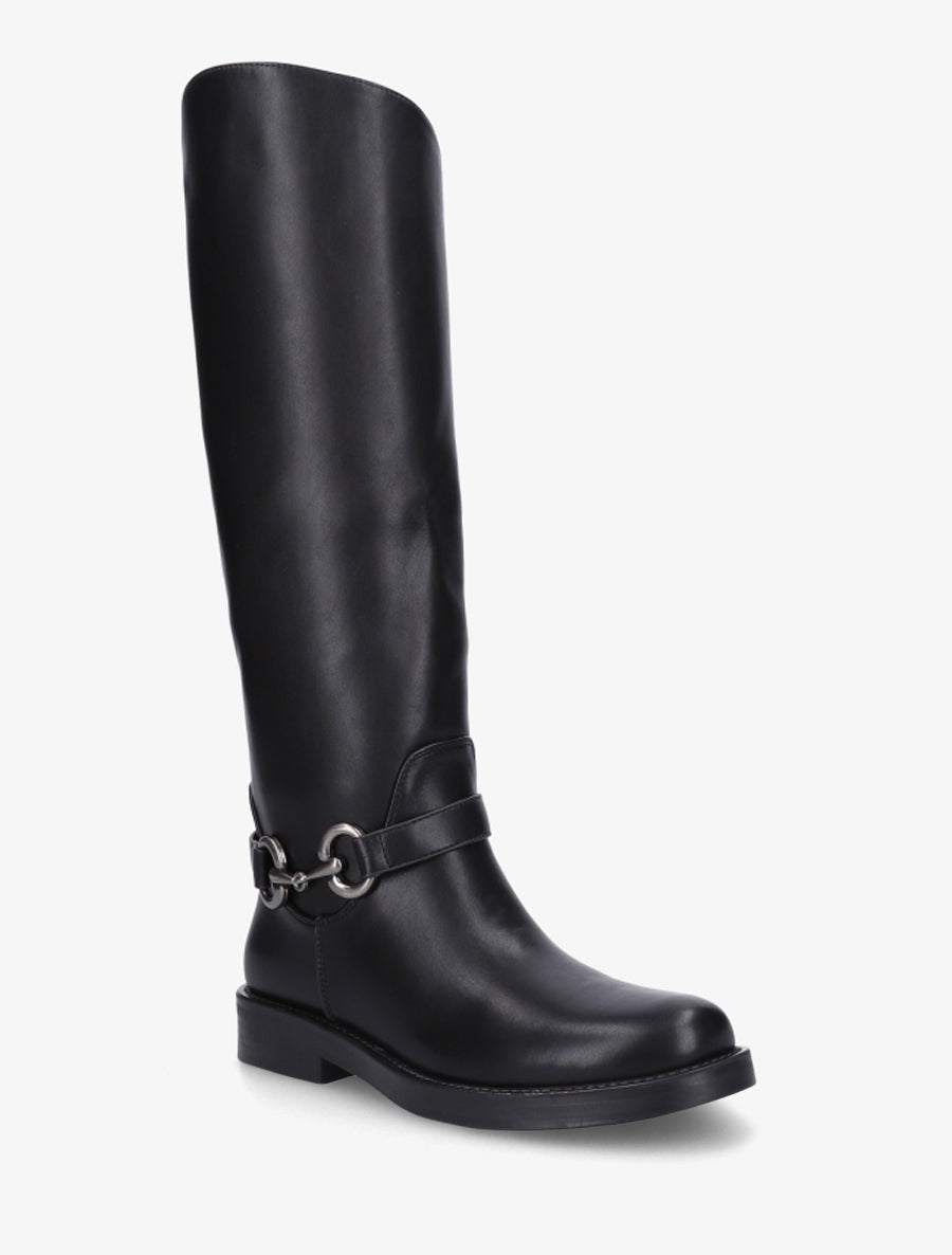 Bottes en simili à boucle métallique fantaisie - Noir - 2