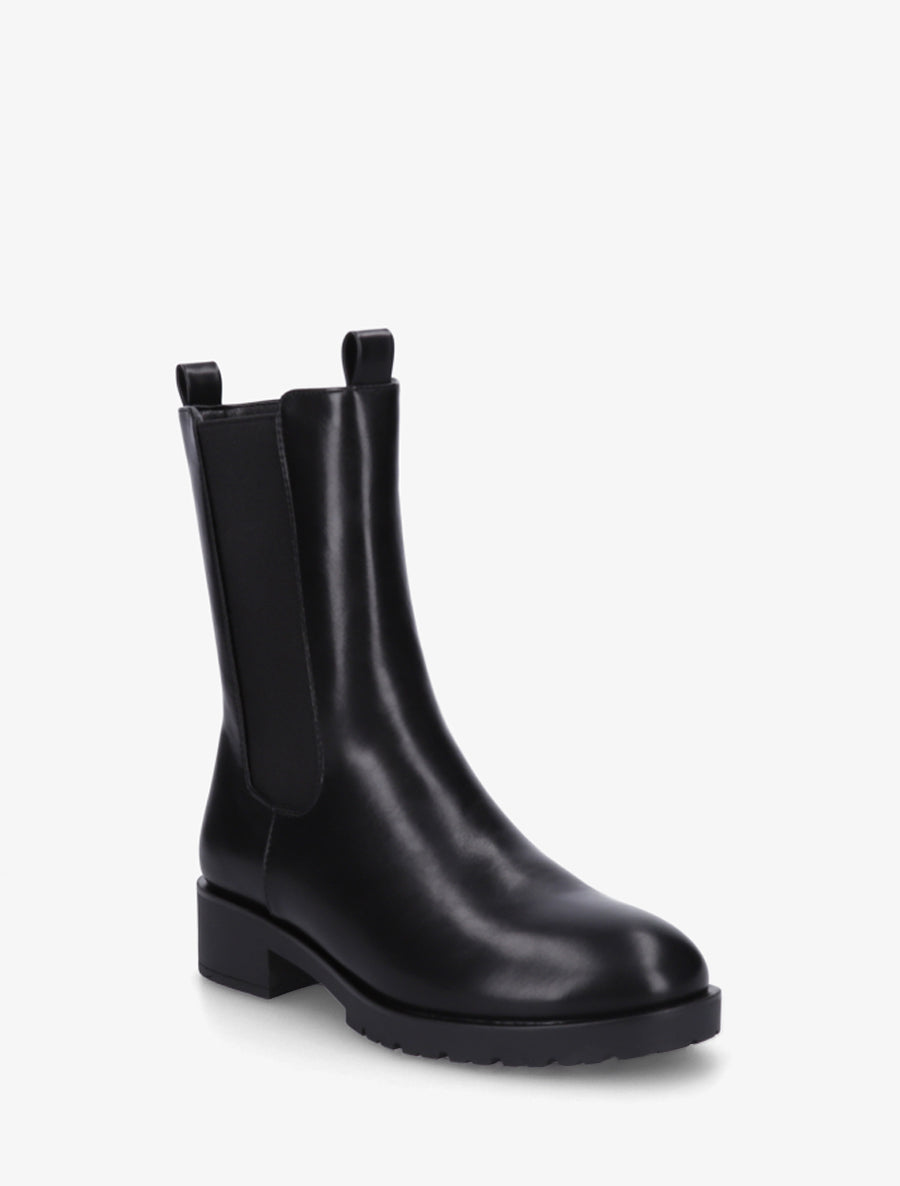 Bottines montantes en simili à cheville élastiquée - Noir - 2