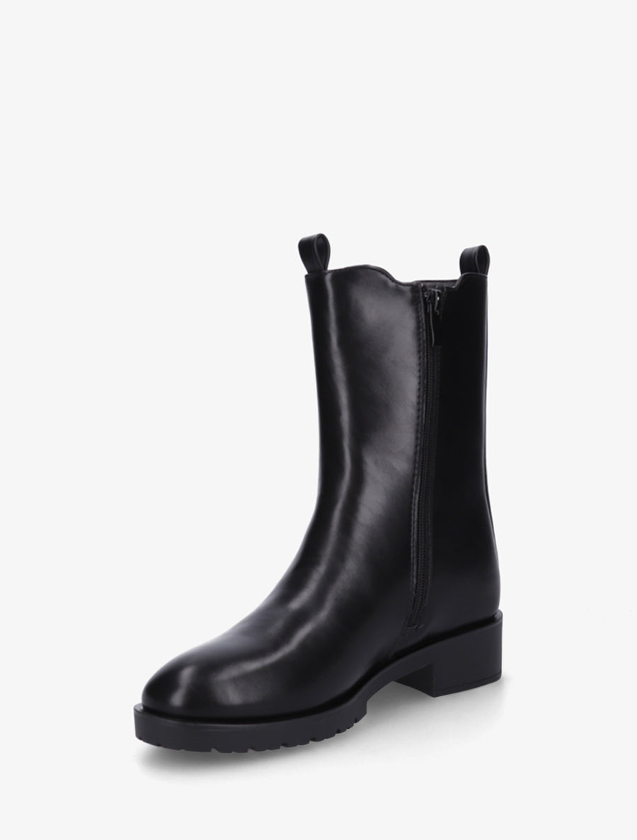 Bottines montantes en simili à cheville élastiquée - Noir - 3