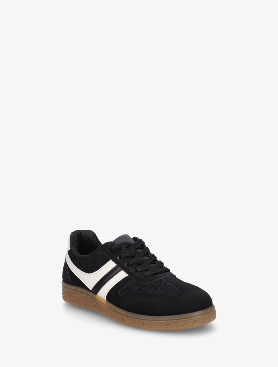 Sneakers à empiècement tissu effet tweed - Noir - 2