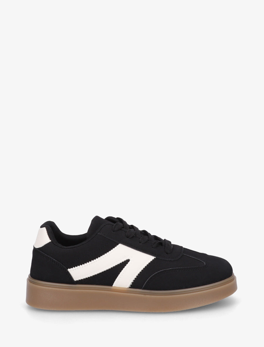 Sneakers à semelle en caoutchouc - Noir - 1