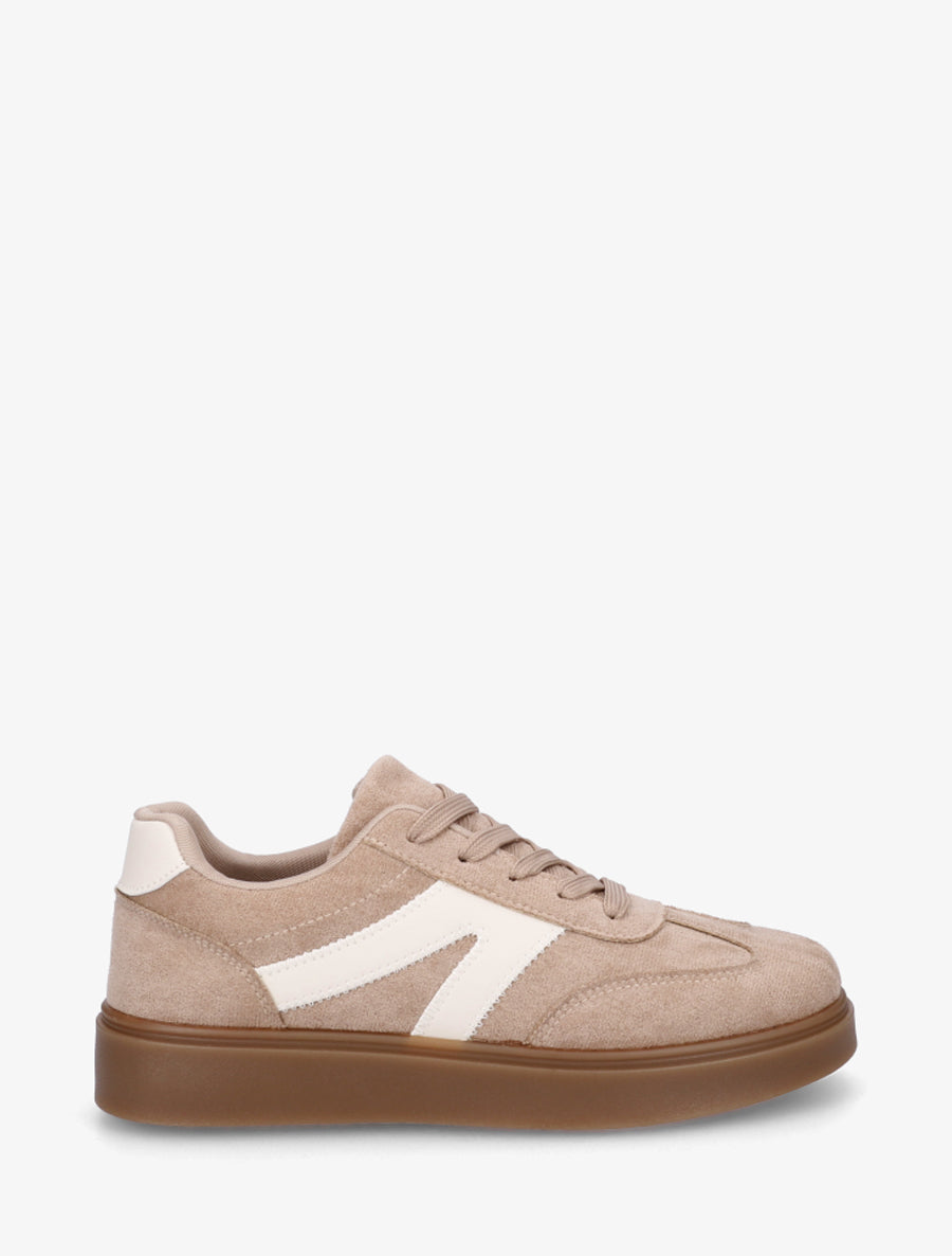 Sneakers à semelle en caoutchouc - Taupe - 1